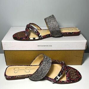 JESSICA SIMPSON ‘Fairia’ Pink Multi Fiesta Snake Print Sandals- Women’s 7.5